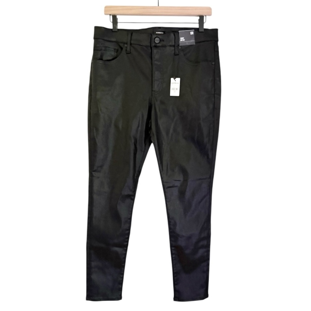 NWT‎ Express Faux Leather Skinny Mid Rise Pants in Black Women’s Size 10